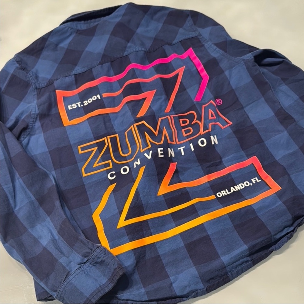Zumba Fitness Blue and Orange Graphic Shirt